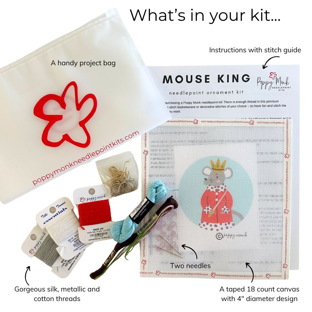 Mouse King needlepoint Christmas ornament kit