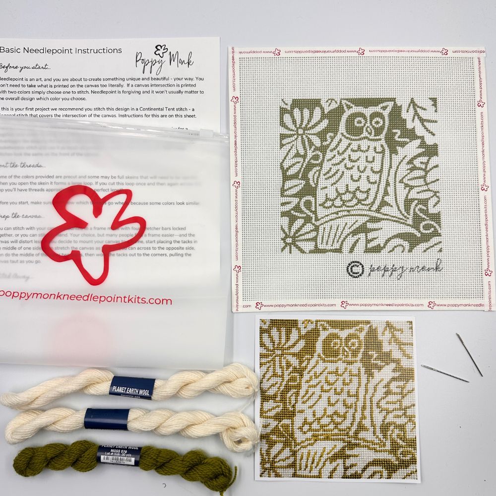 Olive Owl Needlepoint Kit (13 Count)