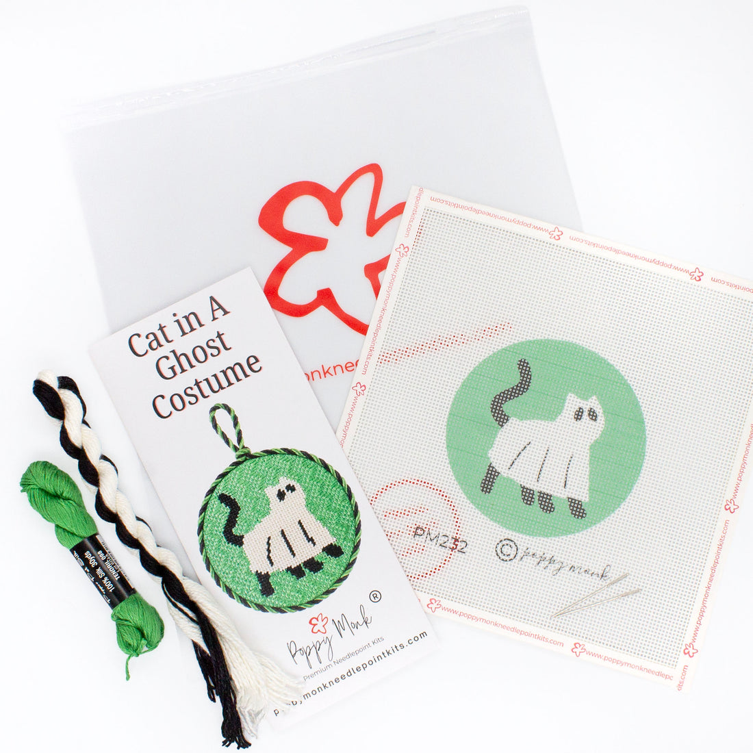 Cat In A Ghost Costume Halloween Needlepoint Kit