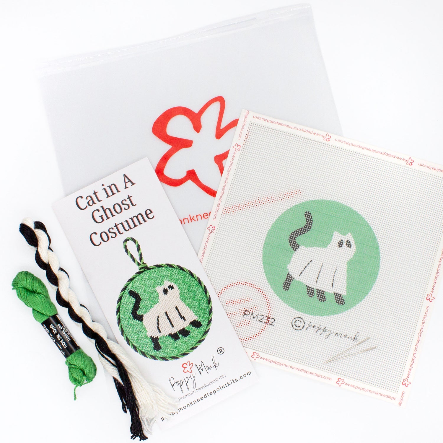 Cat In A Ghost Costume Halloween Needlepoint Kit