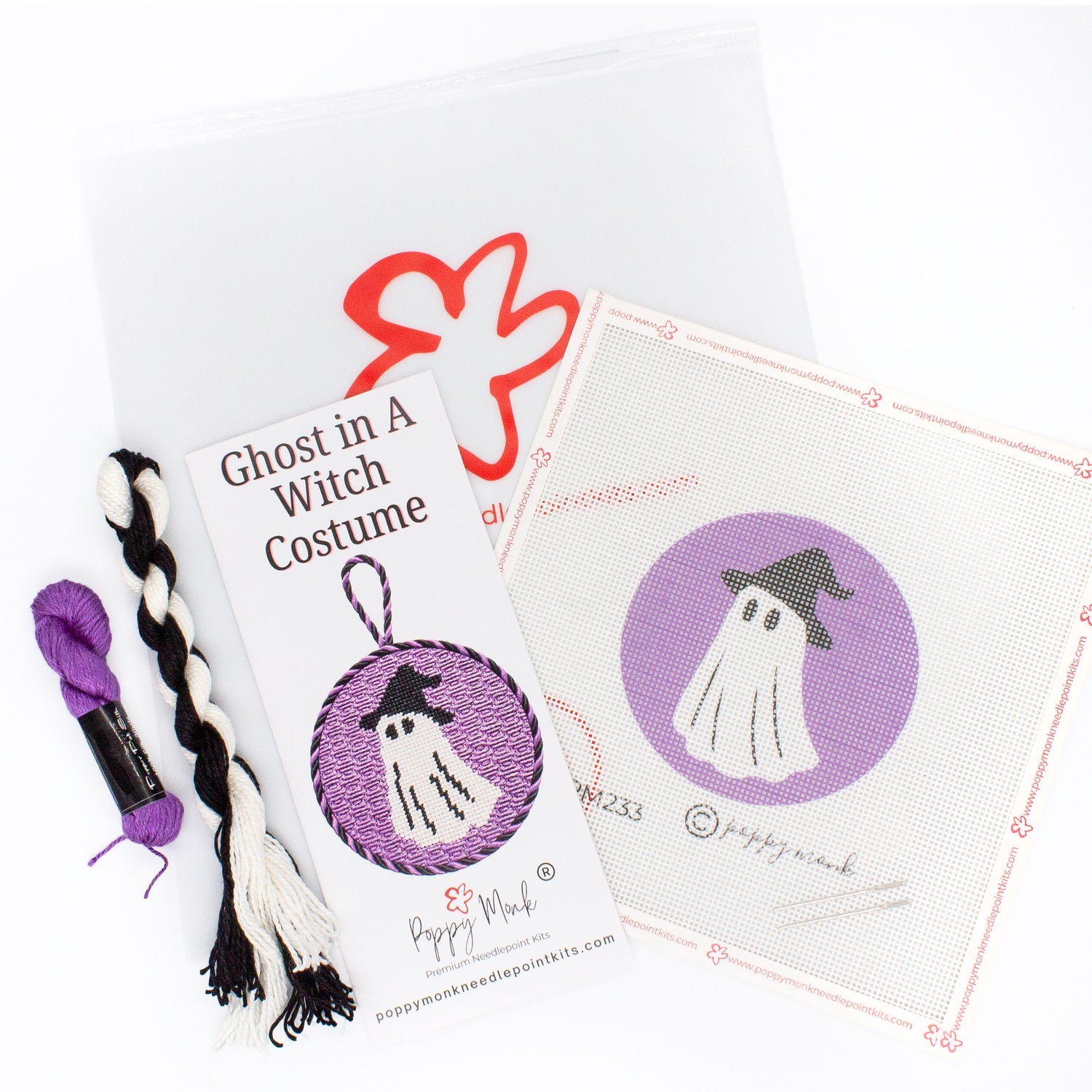 Ghost In A Witch Costume Halloween Needlepoint Kit