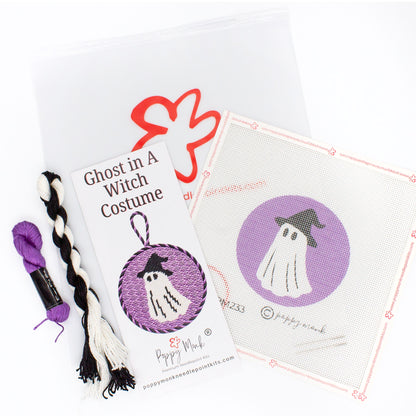 Ghost In A Witch Costume Halloween Needlepoint Kit