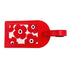 Red luggage tag with Poppies needlepoint design