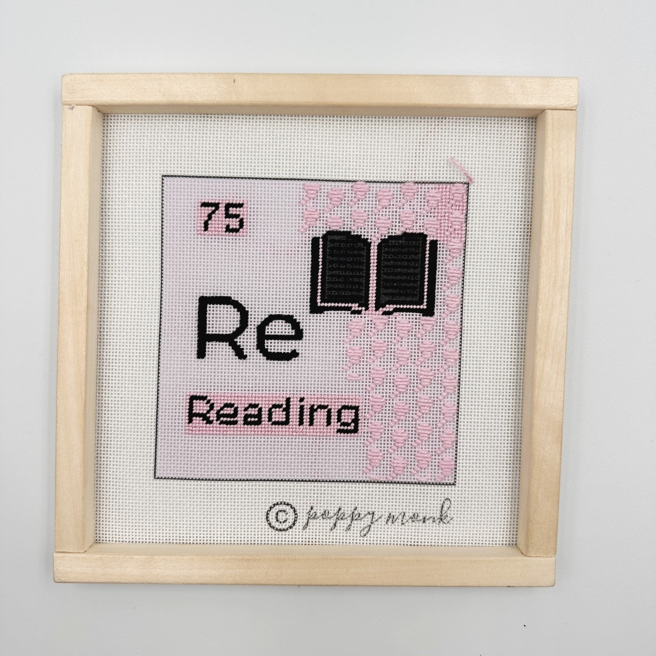 Cross-stitched design of a periodic table with &