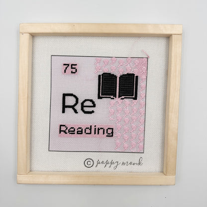 Cross-stitched design of a periodic table with &