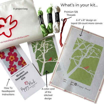Red Bird needlepoint kit for beginners and experts
