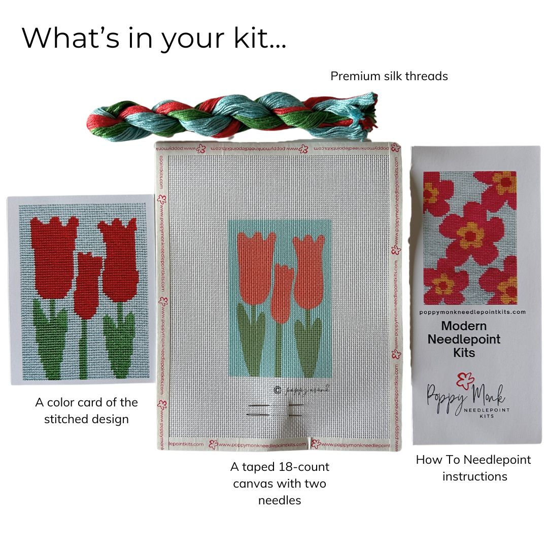 Needlepoint Kit or Canvas: Tulip offers Banner