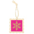 The Snowflake design stitched and put inside the scallop-edged cream square hanger.
