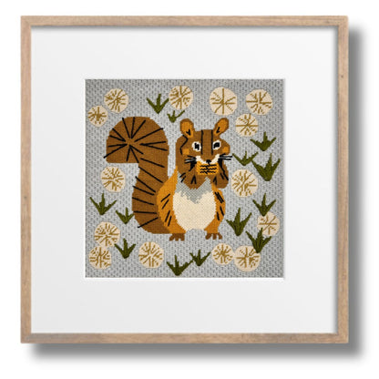 Squirrel in Dandelions Needlepoint Kit