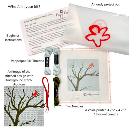 Winter Cardinal needlepoint design