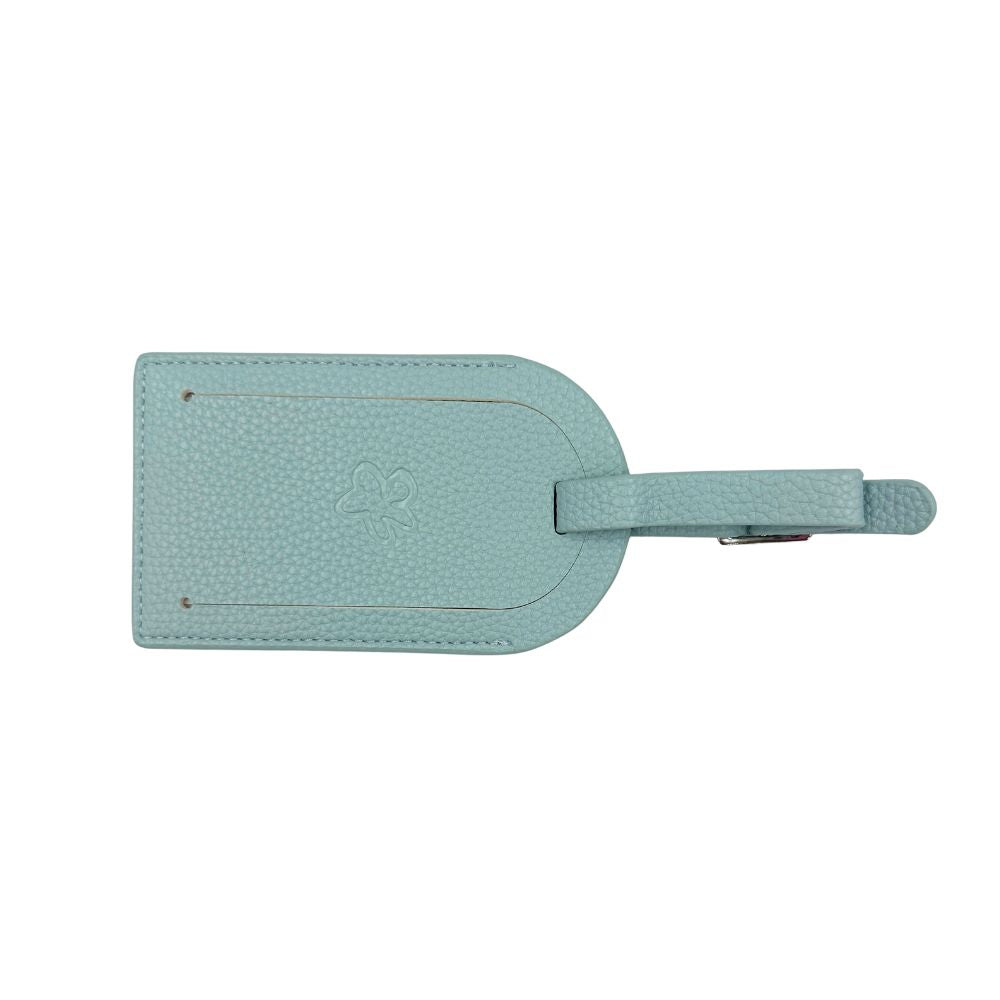 blue luggage tag back