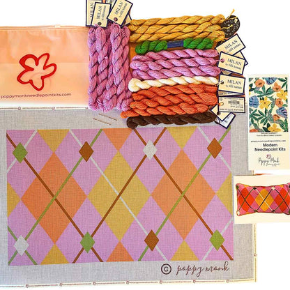 Argyle modern needlepoint pillow kit