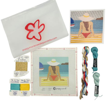 Beach Break needlepoint kit contents