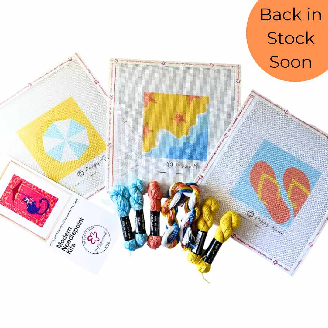 Beach Bundle set of three beginner needlepoint kits