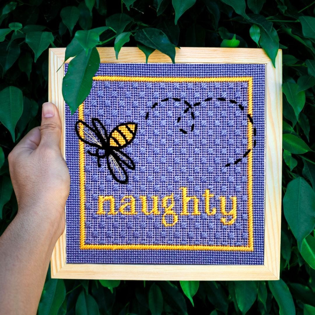 Bee Naughty funny needlepoint kit