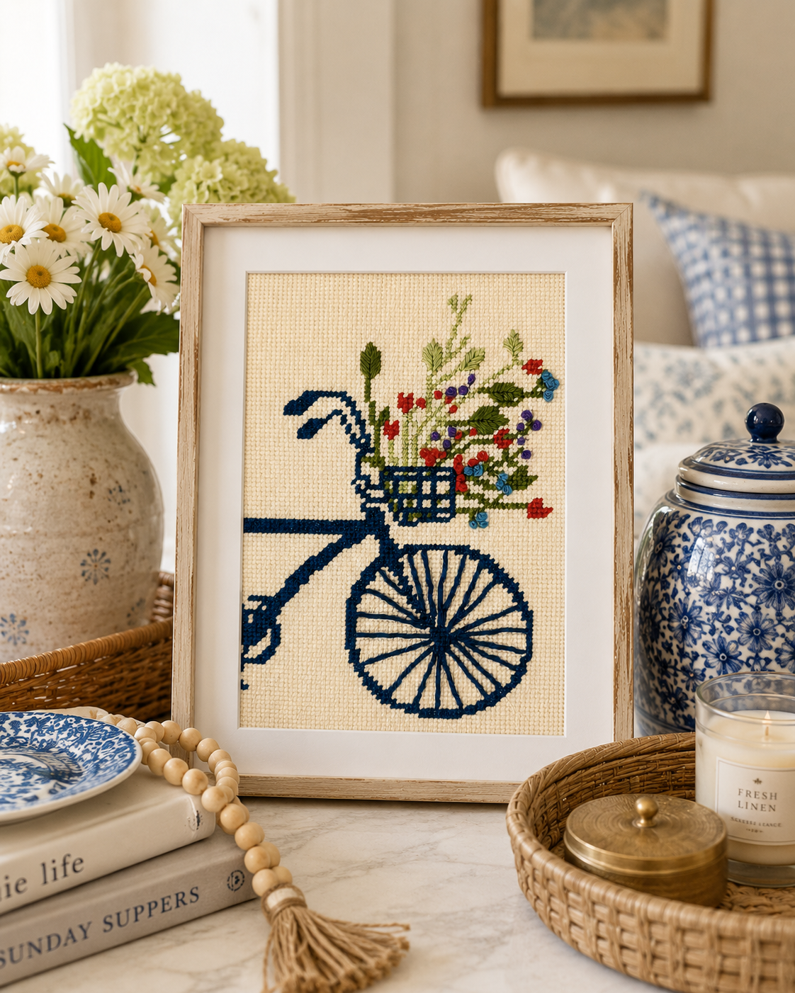 Bike and Wildflowers Needlepoint Kit