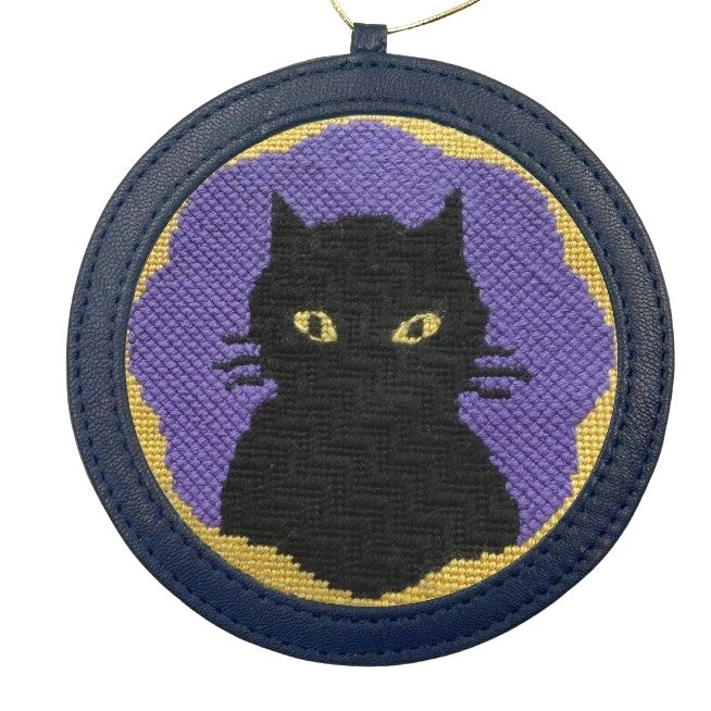 Black Cat Halloween needlepoint ornament