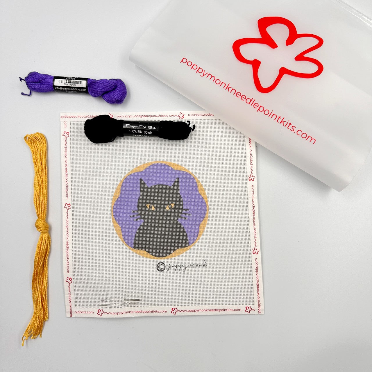 Black Cat needlepoint ornament kit