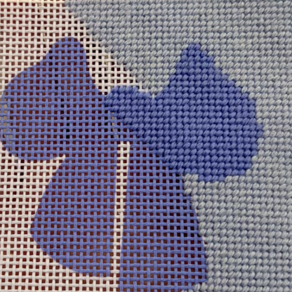 Blue Bow needlepoint design partial-stitch 