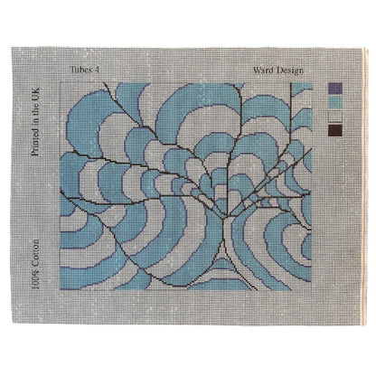 Ward Design needlepoint canvas with blue and gray abstract pattern
