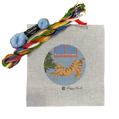 Cat Toys needlepoint ornament kit with decorative stitch guide.