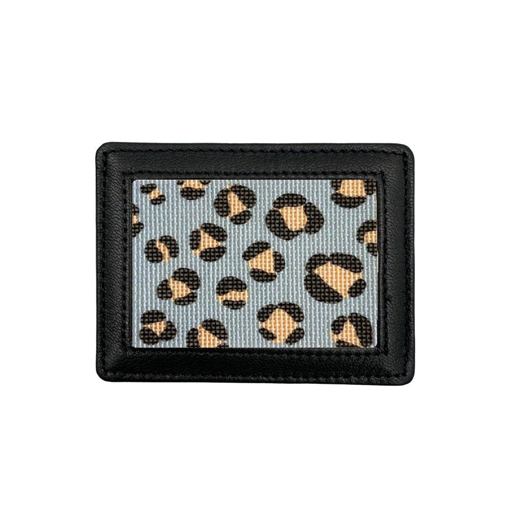 black credit card holder with cheetah print design