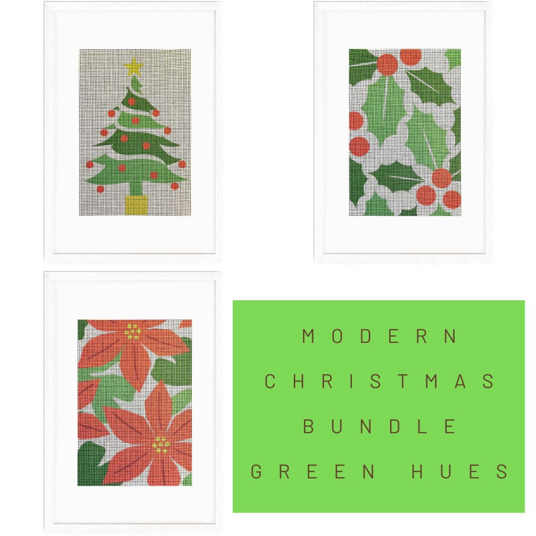 Modern Christmas Needlepoint Bundle Green