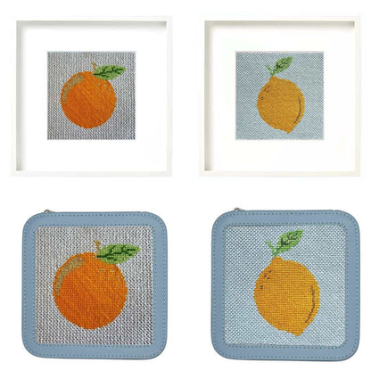 Lemon and Orange needlepoint kits sold as a bundle at 20% off.