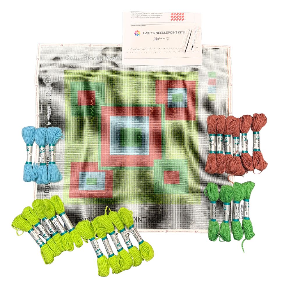 needlepoint kit with wool yarns