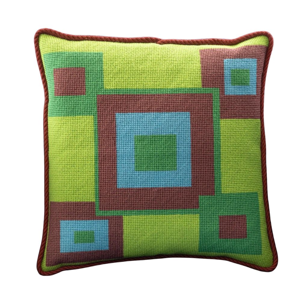 needlepoint pillow in bright colors