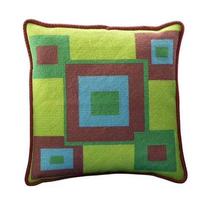 needlepoint pillow in bright colors