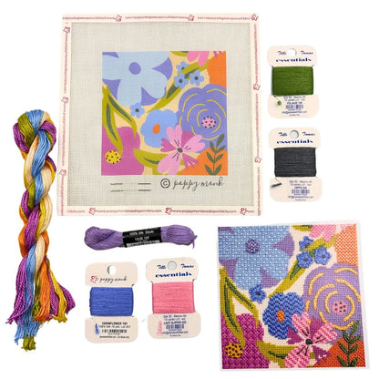 Cutting Garden floral needlepoint kit with stitch guide