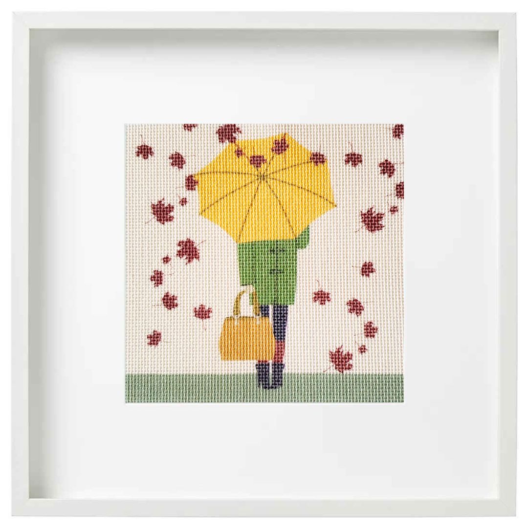 Fall Needlepoint Fall Girl Needlepoint Kit With Autumn Theme – Poppy Monk Needlepoint