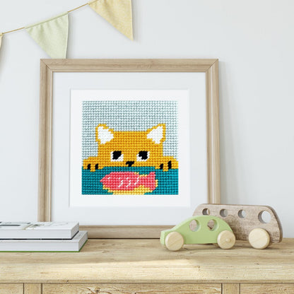 Fishing Needlepoint Beginner Kit + Black Frame