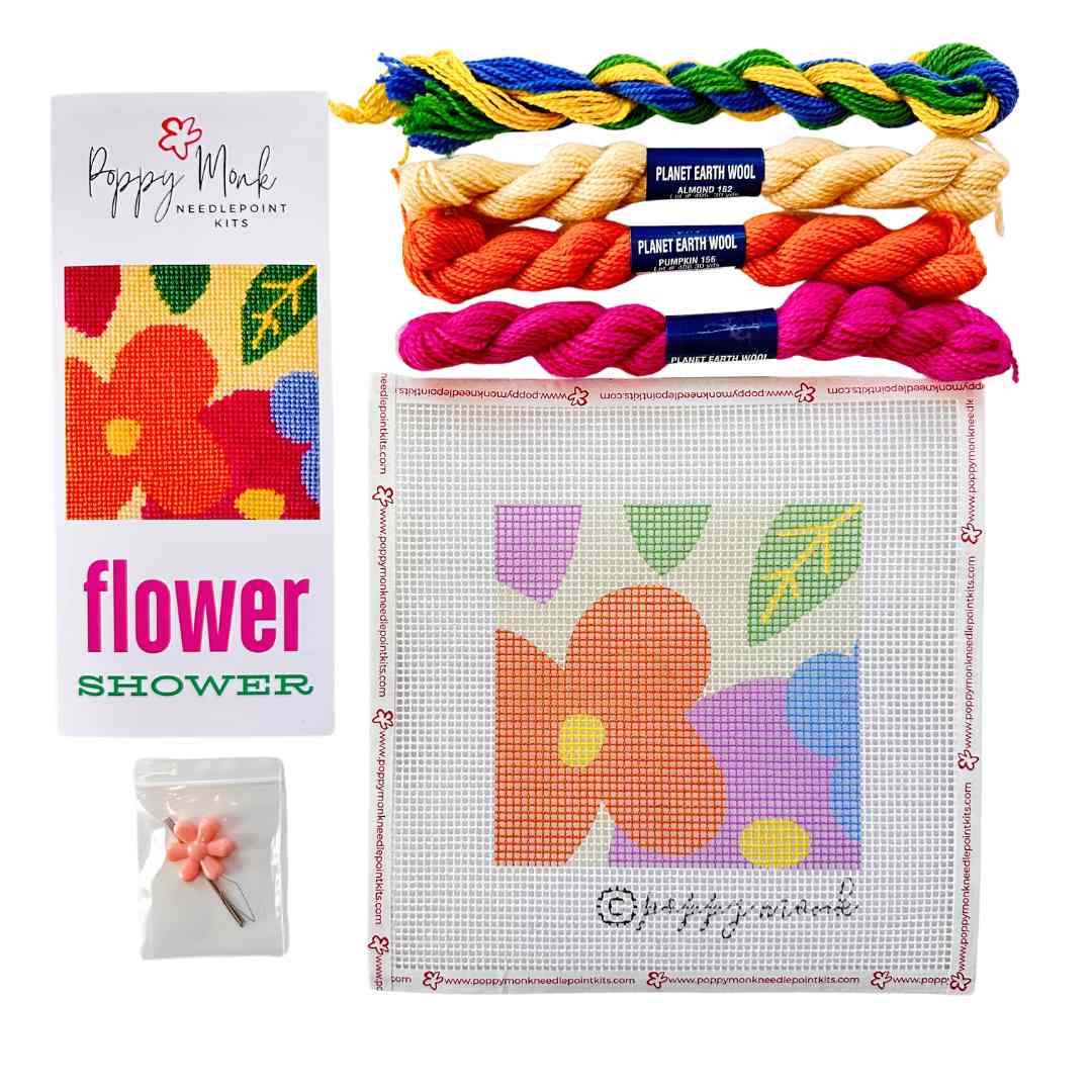 Flower Shower needlepoint starter kit for all ages.