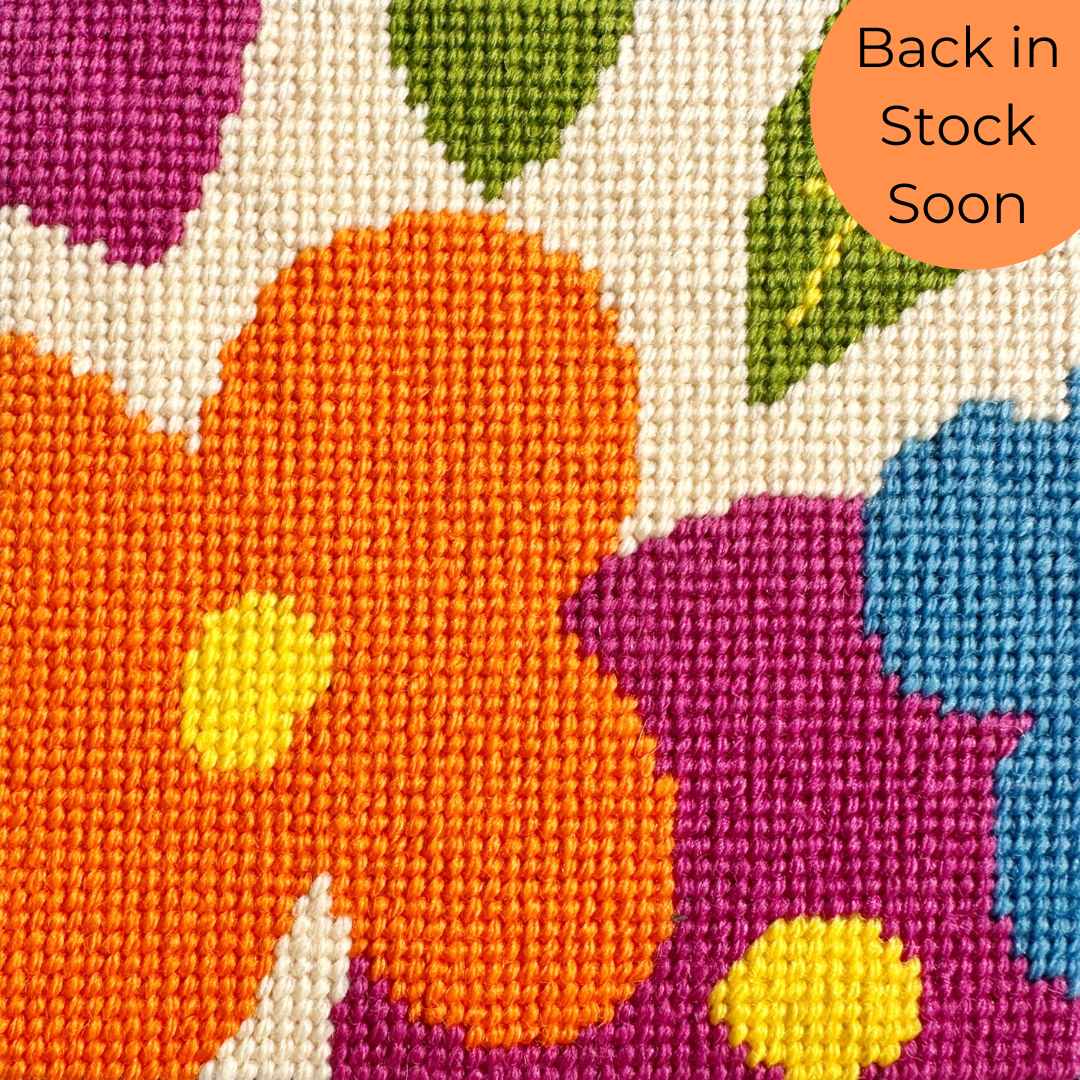 floral beginner needlepoint kit for kids and adults