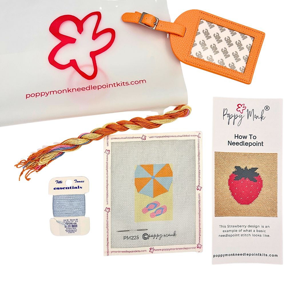 Needlepoint Luggage Tag Kit | Fun In The Sun | Orange