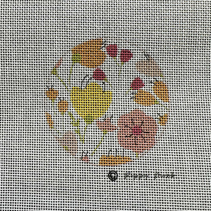 Gelato floral pastel needlepoint round ornament canvas