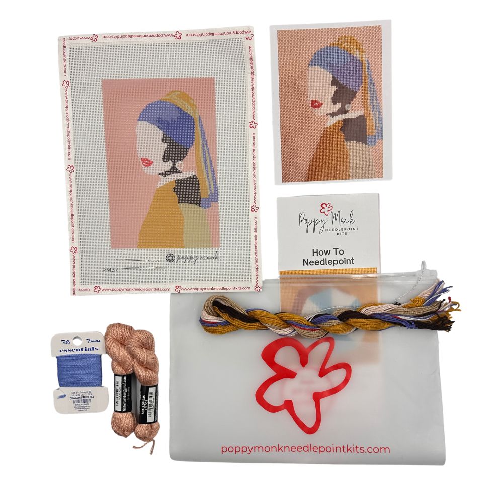 Girl With Pearl Earring needlepoint kit contents