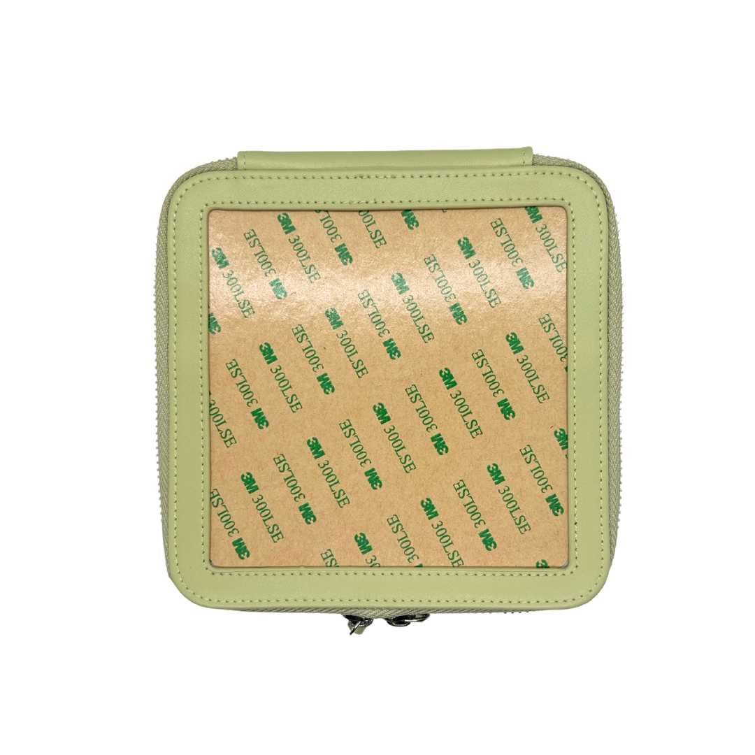 Sage Green leather self-finishing needlepoint box for 5&quot; x 5&quot; insert.