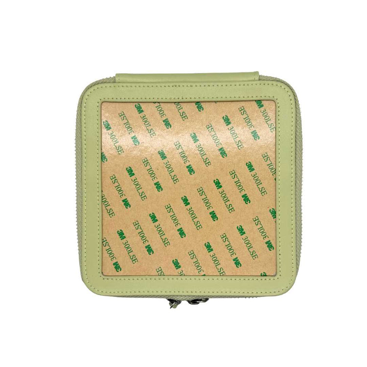 Sage Green leather self-finishing needlepoint box for 5" x 5" insert.