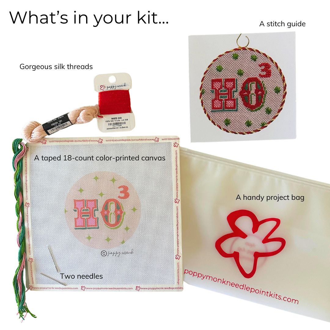 Ho Cubed needlepoint ornament kit