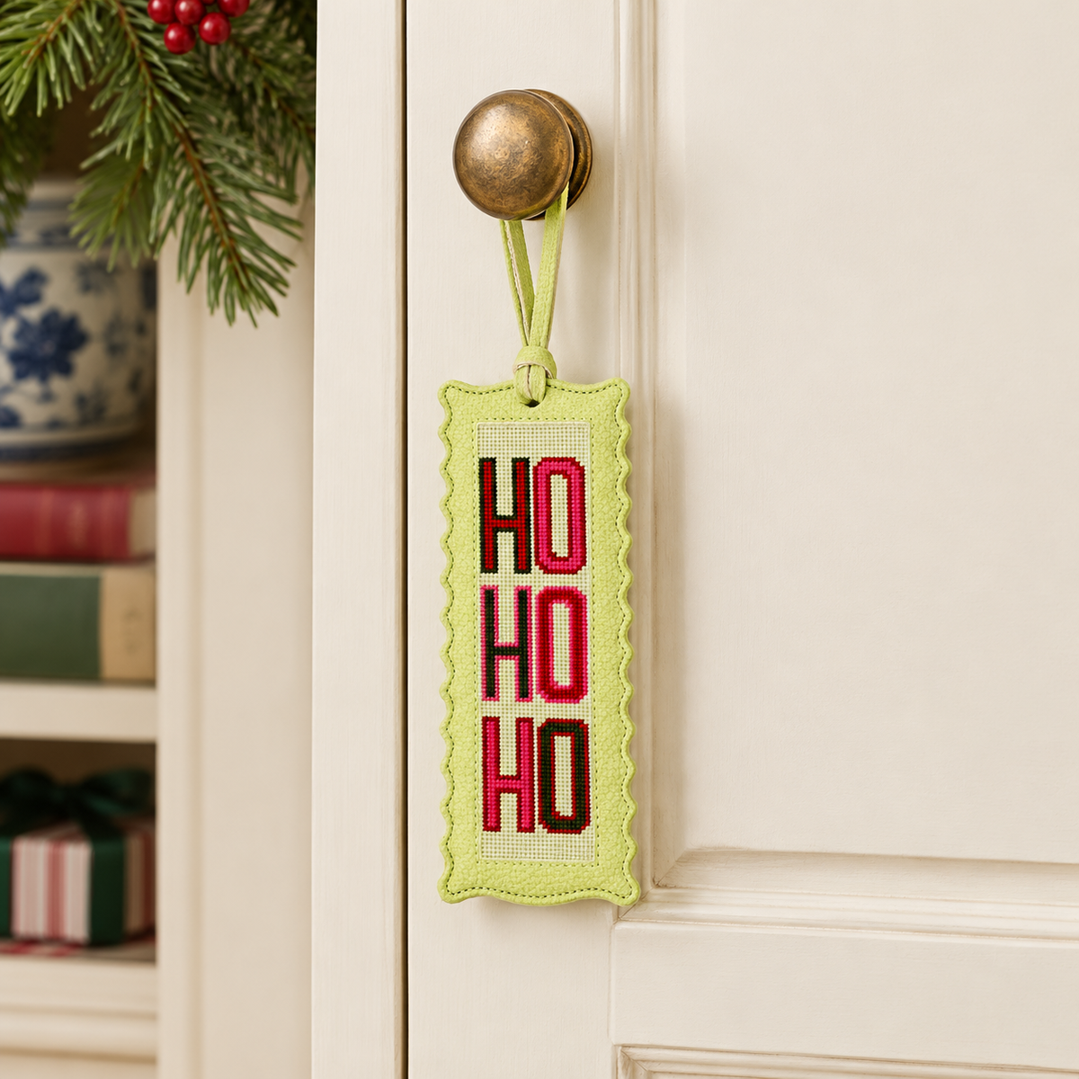 Ho Ho Ho Needlepoint Vertical Hanging Ornament Kit | Self-Finishing