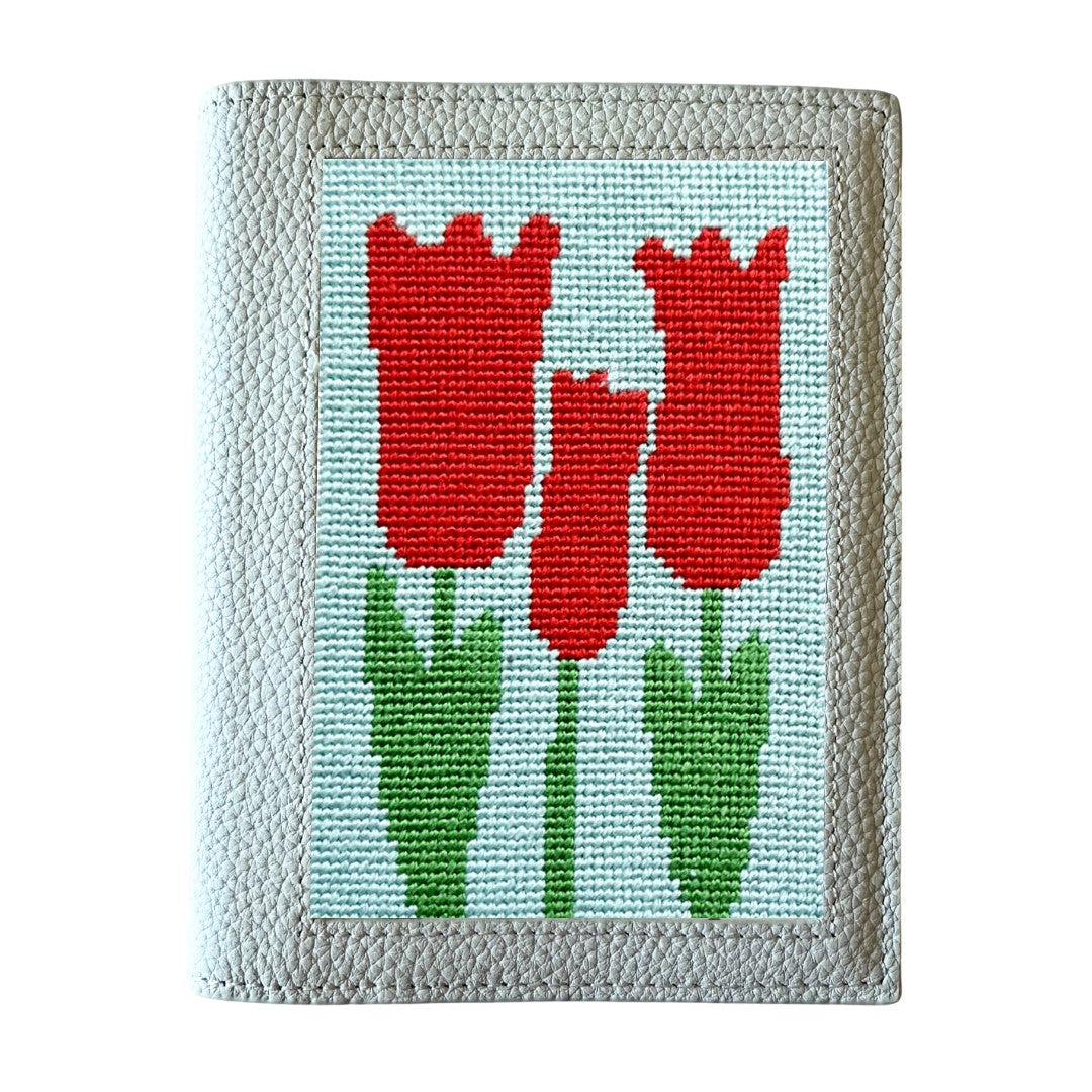 Blue Leather Passport Wallet + Tulips Needlepoint Kit – Poppy Monk ...
