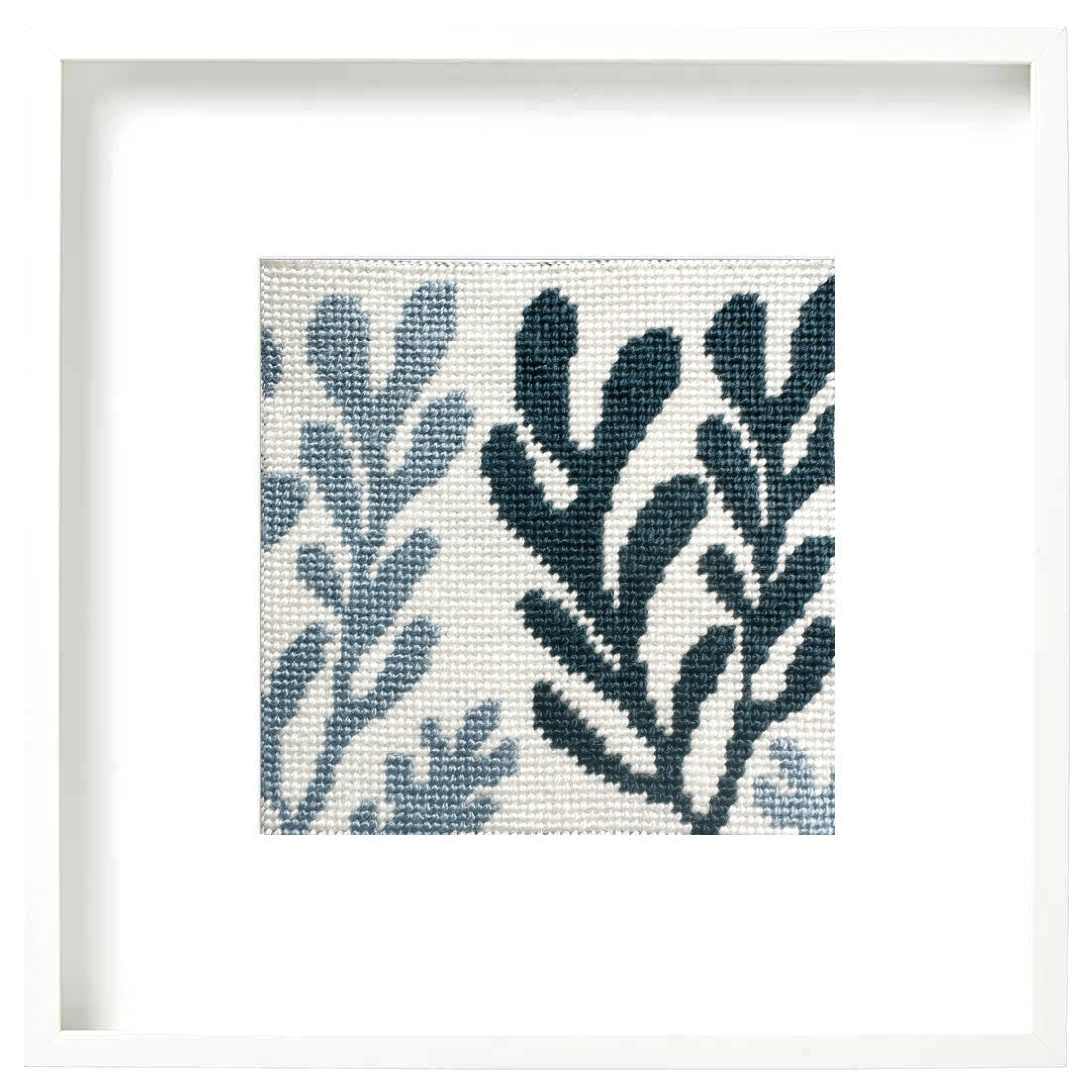 Kelp needlepoint in white frame