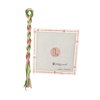 pink and green thread with poppy monk L canvas