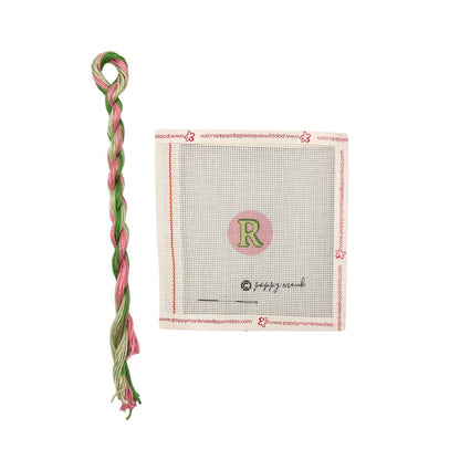 pink and green thread with poppy monk R canvas