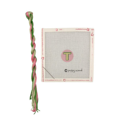pink and green thread with poppy monk T canvas