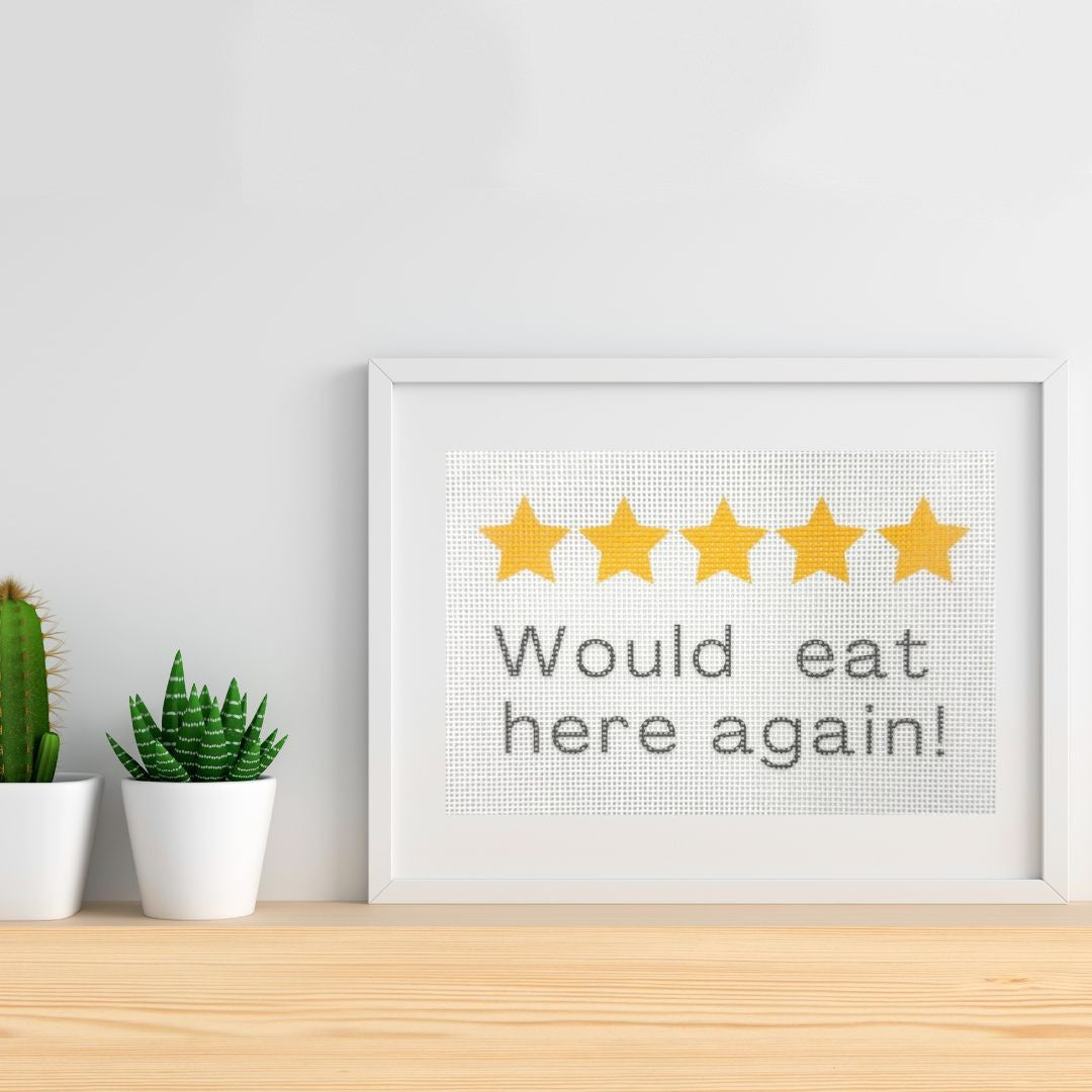 Kitchen Review funny needlepoint sign