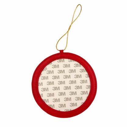 Needlepoint Self-finishing ornament holder in red leather.